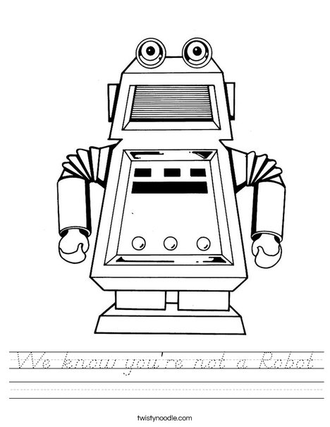 Robot with Square Head Worksheet