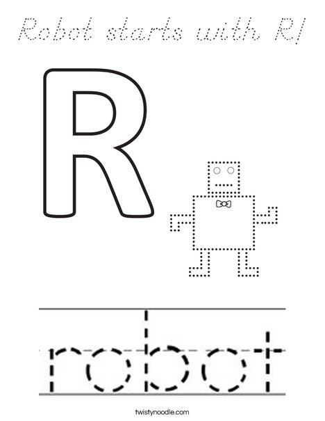 Robot starts with R! Coloring Page