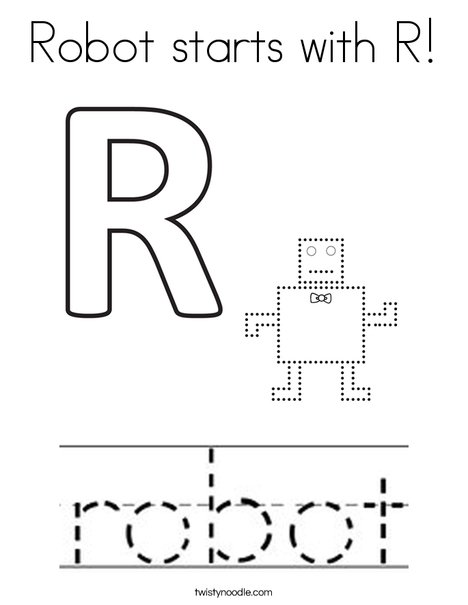 Robot starts with R! Coloring Page
