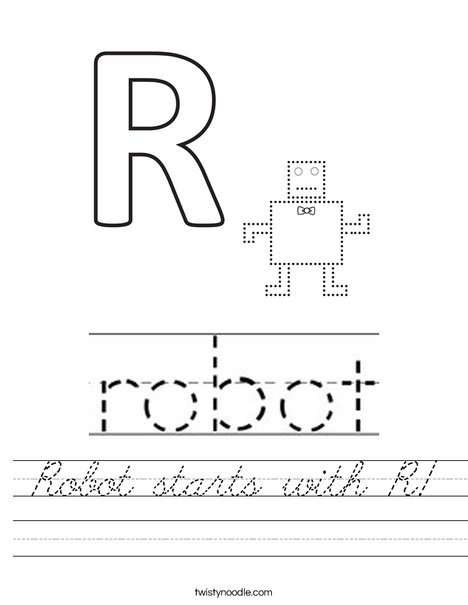Robot starts with R! Worksheet