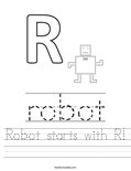 Robot starts with R! Worksheet