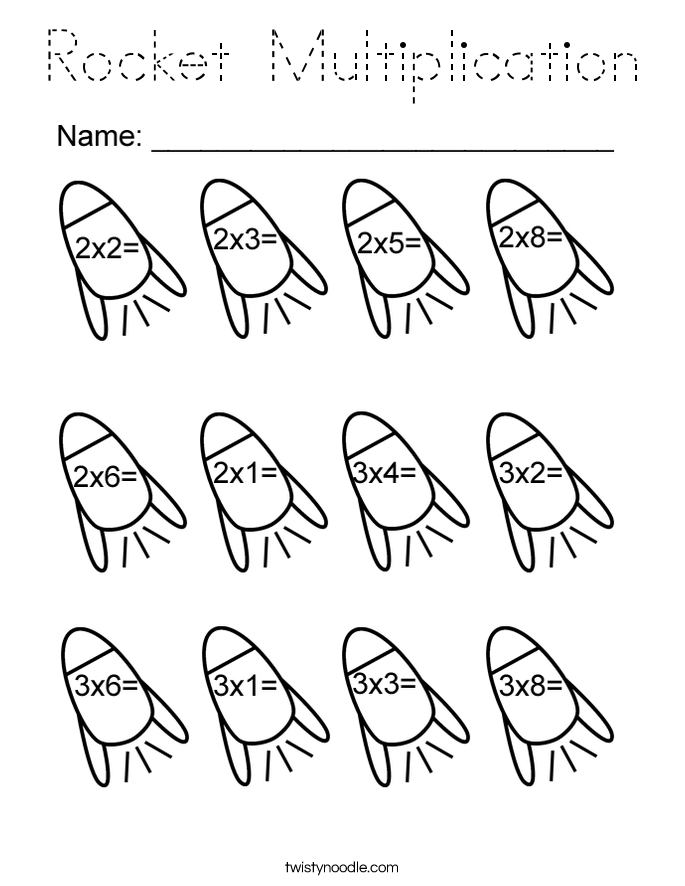 Rocket Multiplication Coloring Page
