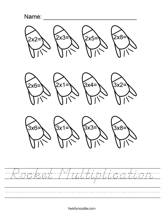 rocket multiplication worksheet dnealian twisty noodle