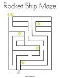 Rocket Ship Maze Coloring Page