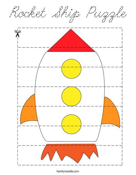 Rocket Ship Puzzle Coloring Page