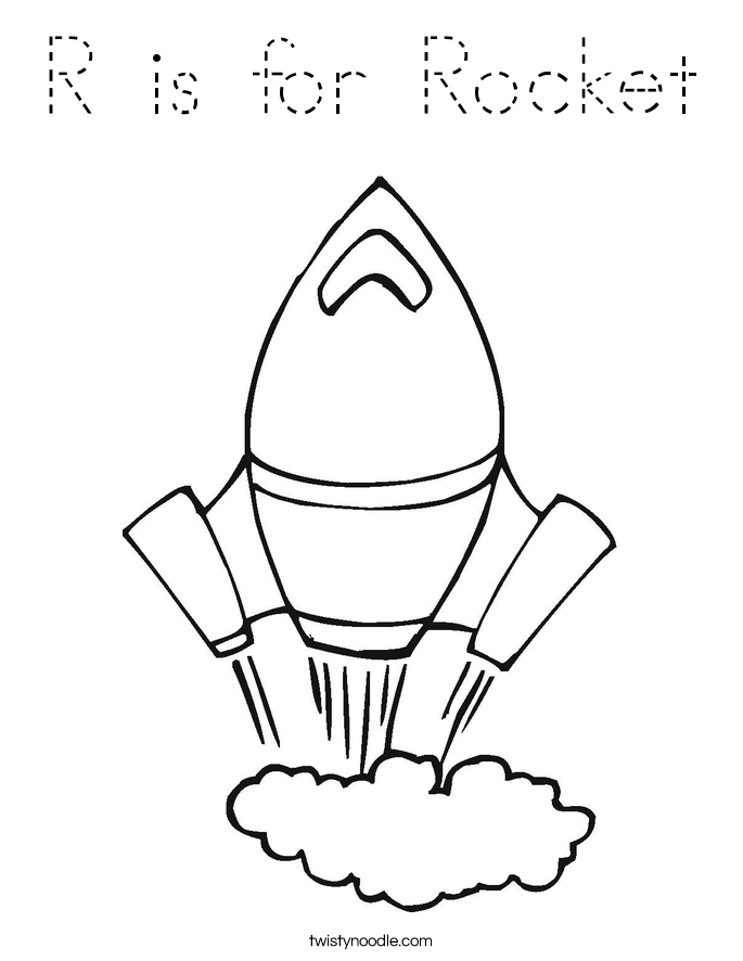 R is for Rocket Coloring Page