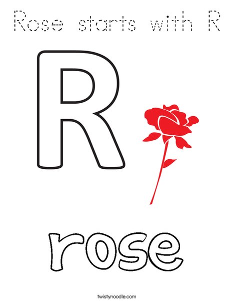 Rose starts with R Coloring Page
