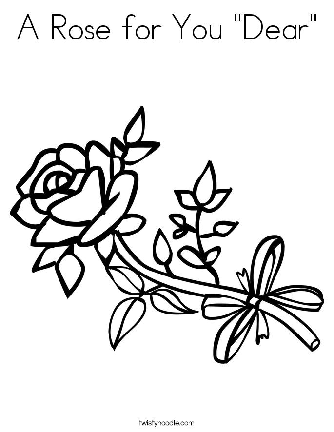 A Rose for You "Dear" Coloring Page