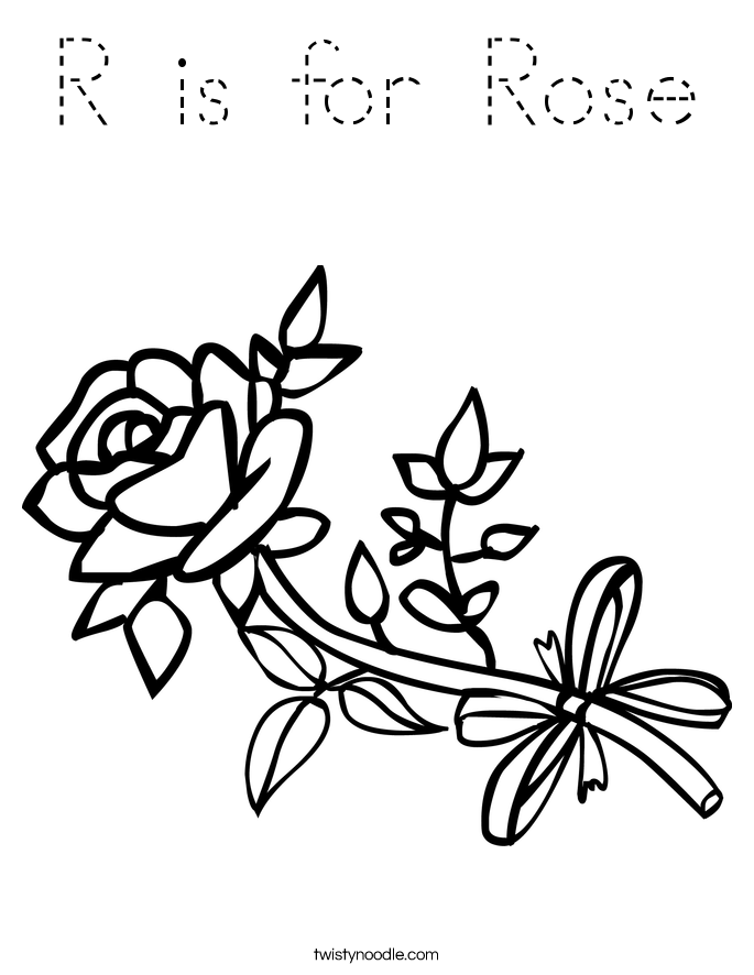 R is for Rose Coloring Page