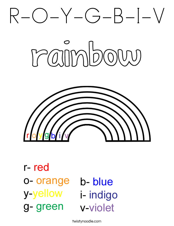  R O Y  G  B I V  Coloring  Page  Twisty Noodle
