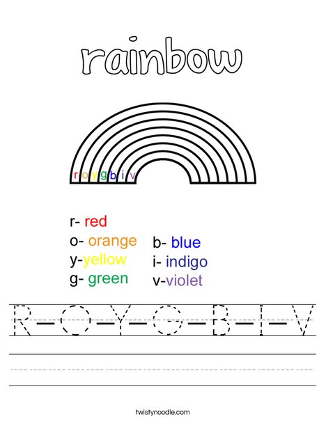 R O Y G B I V Worksheet Twisty Noodle