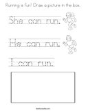 Running is fun Draw a picture in the box Coloring Page