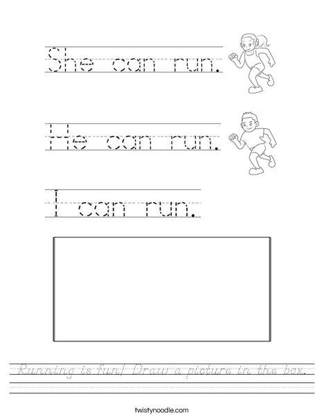 Running is fun! Draw a picture in the box. Worksheet