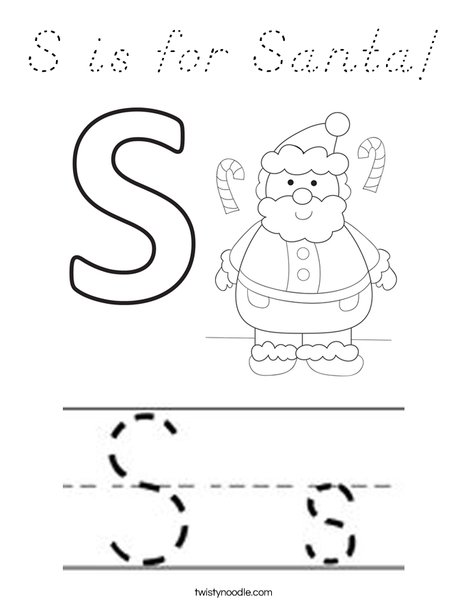 S is for Santa Coloring Page