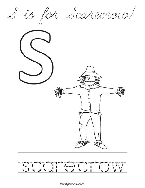 S is for Scarecrow! Coloring Page