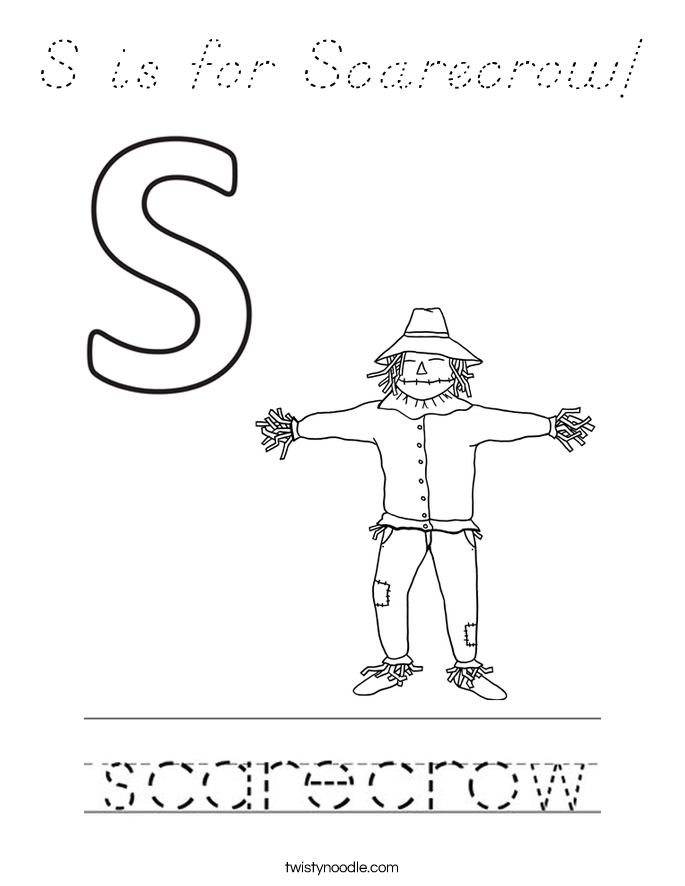 S is for Scarecrow! Coloring Page