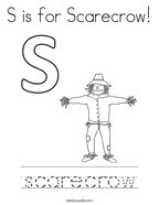 S is for Scarecrow Coloring Page