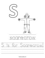 S is for Scarecrow Handwriting Sheet