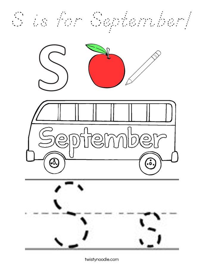 S is for September! Coloring Page