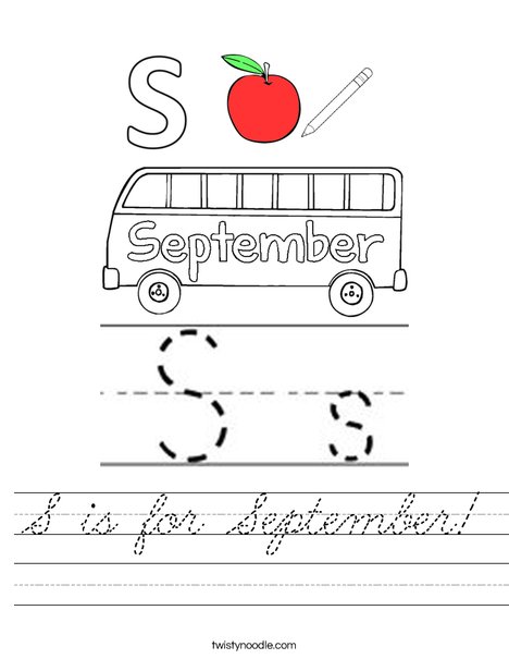 S is for September Worksheet