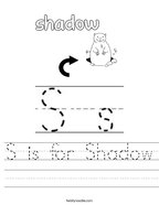 S is for Shadow Handwriting Sheet