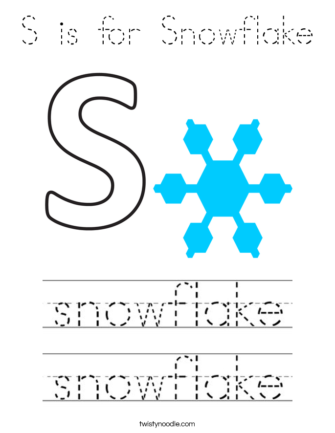S is for Snowflake Coloring Page