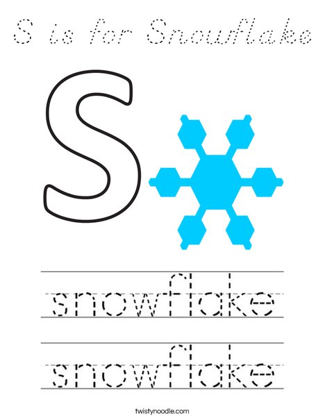 S is for Snowflake Coloring Page