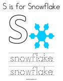 S is for Snowflake Coloring Page