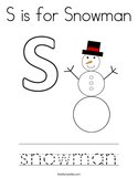 S is for Snowman Coloring Page