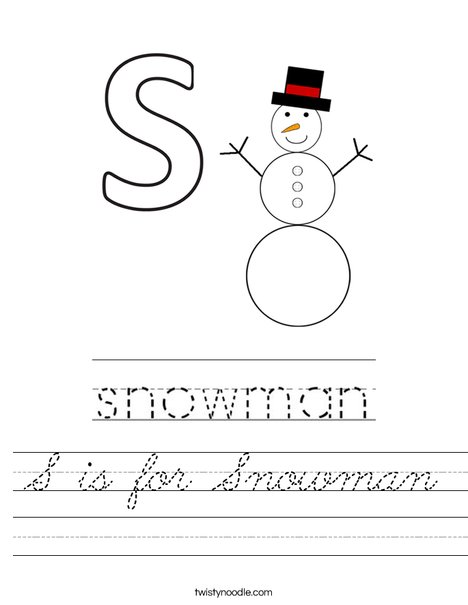 S is for Snowman Worksheet
