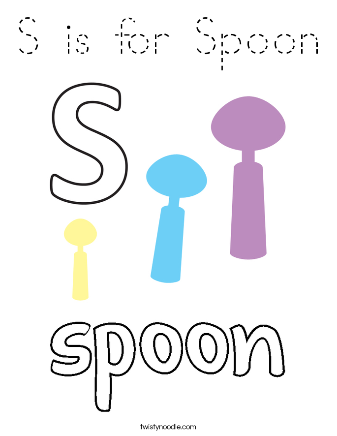S is for Spoon Coloring Page