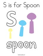 S is for Spoon Coloring Page