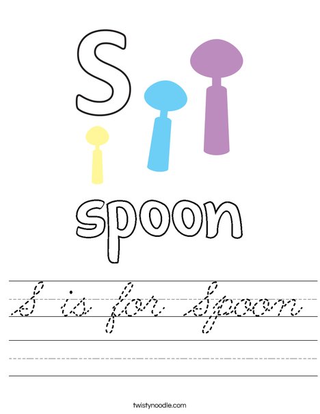 S is for Spoon Worksheet