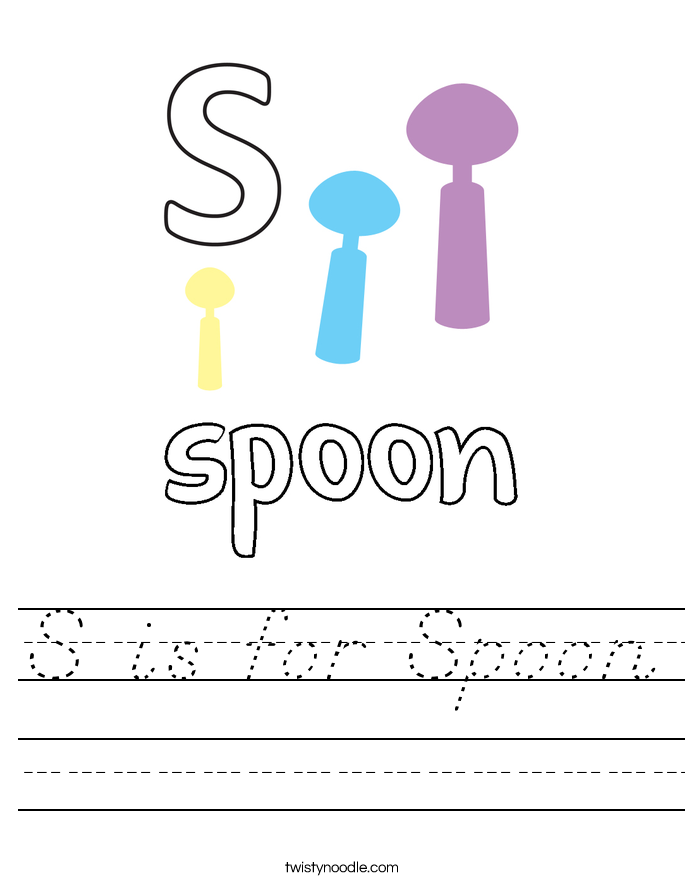 S is for Spoon Worksheet