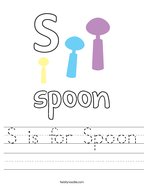 S is for Spoon Handwriting Sheet