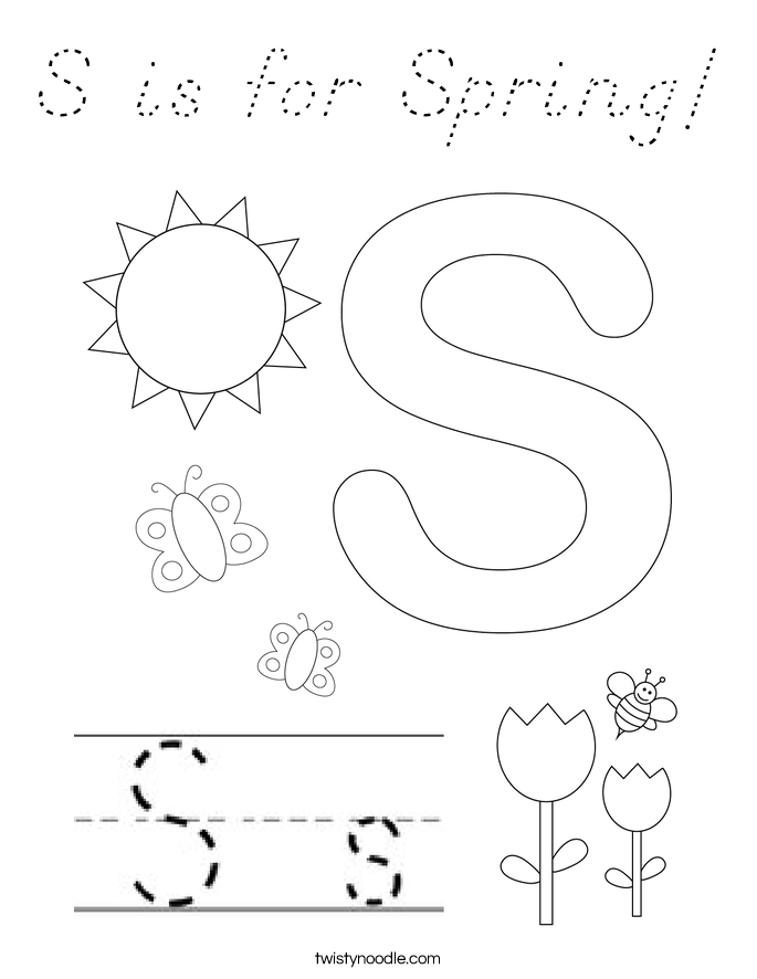 S is for Spring! Coloring Page
