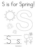 S is for Spring Coloring Page