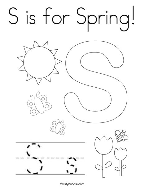 S is for Spring! Coloring Page
