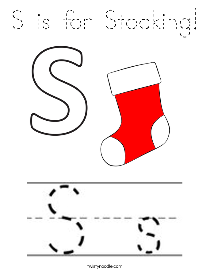 S is for Stocking! Coloring Page