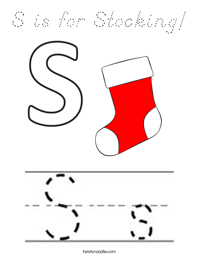 S is for Stocking! Coloring Page