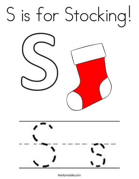 S is for Stocking Coloring Page