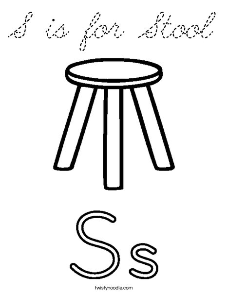 S is for Stool Coloring Page