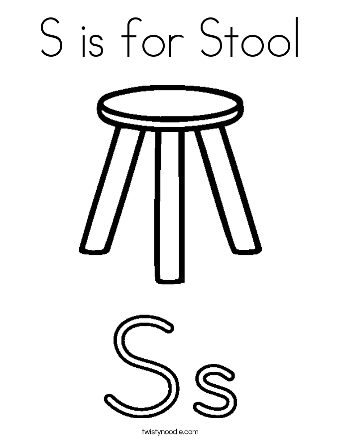 S is for Stool Coloring Page