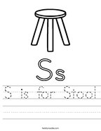 S is for Stool Handwriting Sheet