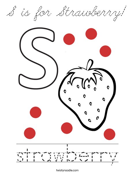 S is for Strawberry! Coloring Page