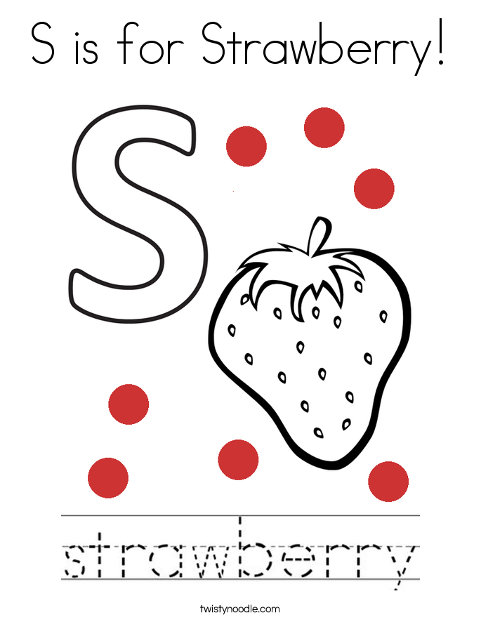S is for Strawberry! Coloring Page