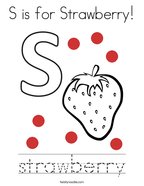 S is for Strawberry Coloring Page