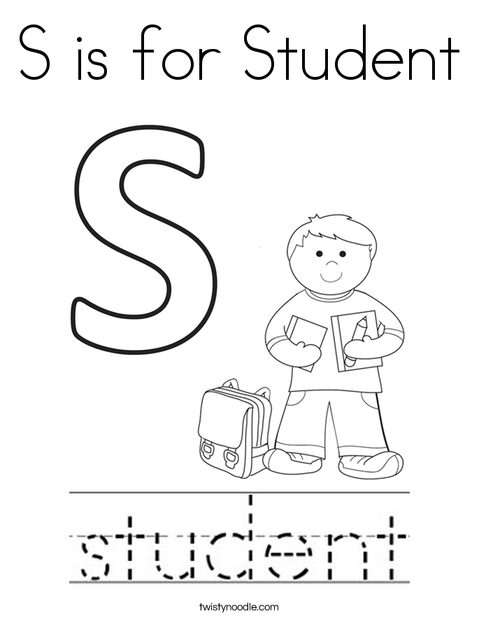 S is for Student Coloring Page