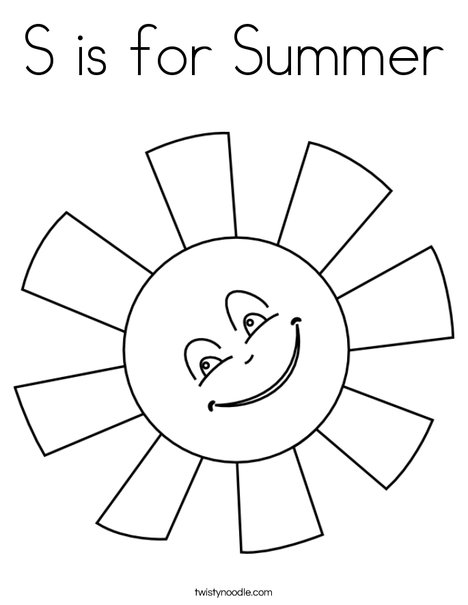 s is for summer coloring page twisty noodle