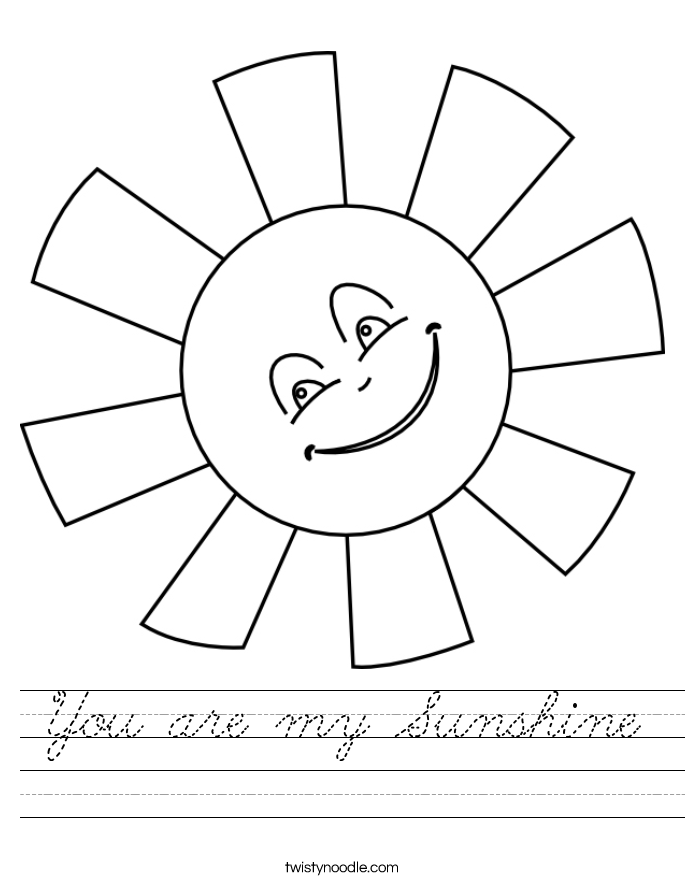 You are my Sunshine Worksheet